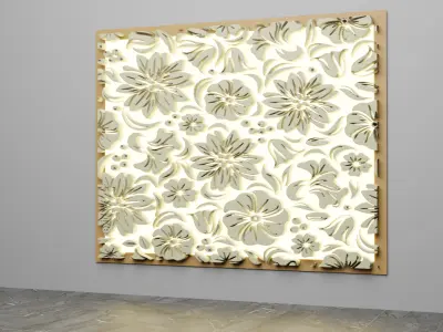 textured wall flower design Low-poly 3D model