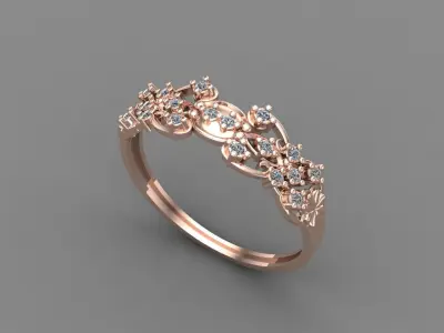Women Ring Diamond Stone STL 3DM Lightweight Printable 3D print model 13