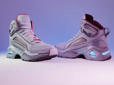 Futuristic Sneakers Low-poly 3D model