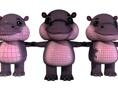 Deng Deng The hippo Low-poly 3D model