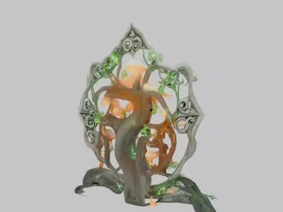 Fantasy Golden Emblem Low-poly 3D model