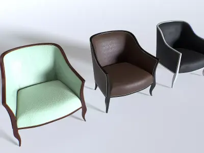 Leather Armchair Pack 4 Low-poly 3D model