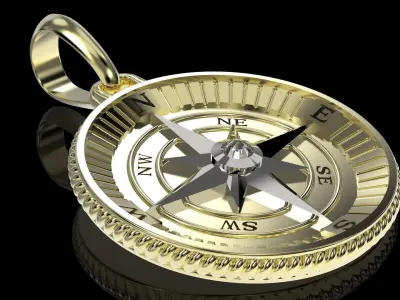 Maritime Nautical Star Compass Pendant 2 Sizes 3D print model