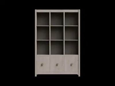 Light Gray Wooden Shelf Storage Low-poly 3D model