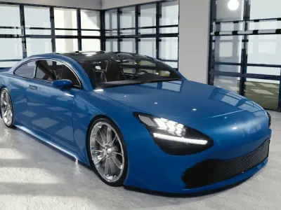 BLENDER EEVEE Brandless Mid Size 2 door sedan Low-poly 3D model