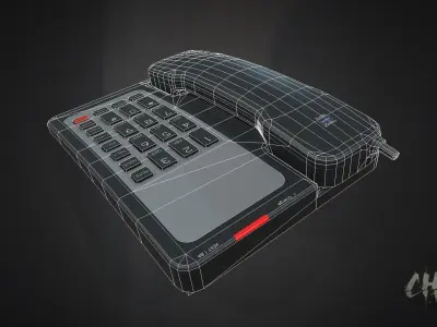 Modern Game-Ready Wireless Cordless Office or Hotel Telephone Low-poly 3D model