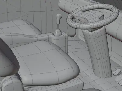 A Cartoon Truck and The Interior 3D model