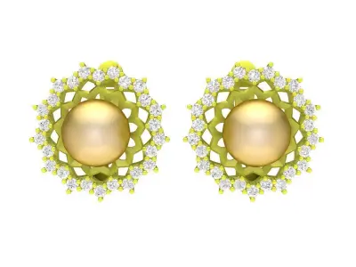 5864 luxury diamond and pearl earrings 3D print model