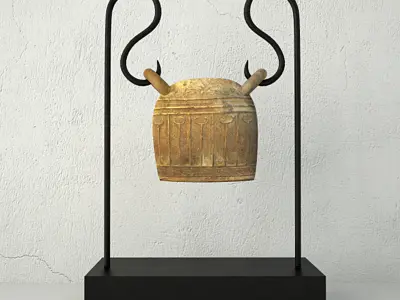 19th Century Burmese Bronze Bell 3D model