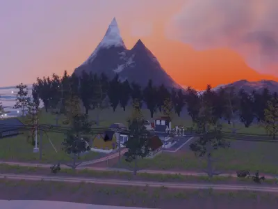 Low poly town in Norway Low-poly 3D model