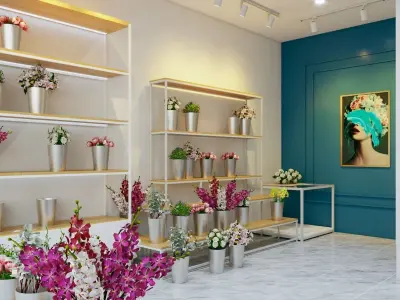 Flower shop MOC Low-poly 3D model