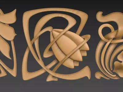 Art Nouveau flower ornaments 3D print model