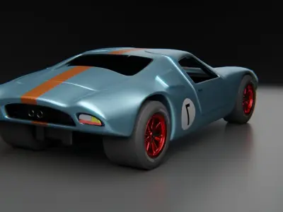 Vintage Racer - Game ready car Low-poly 3D model