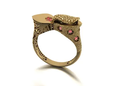 new model gold ring with stones 3D print model