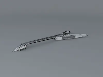 Double edged blade guitar Free 3D model