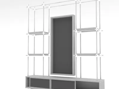 modern tv unit and bookcase Low-poly 3D model