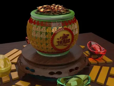 Chinese treasure pot   3D model