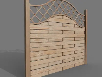 Wooden Modular Fence 1 Low-poly 3D model