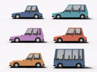 Cartoon cars pack 3D model