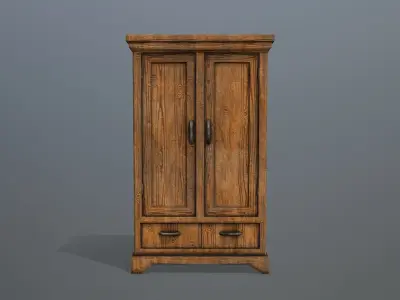 Cabinet 6 wooden wardrobe Low-poly 3D model