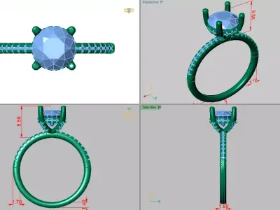 simple 4 claw solitare ring  3D print model