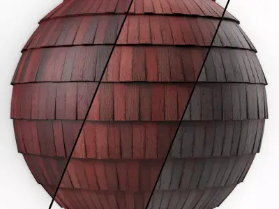 Roof Tile Materials 40- Wood Roofing By 3 color Pbr 4k 3D model