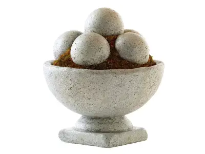Hand Cast Hypertufa Centerpiece with Preserved Moss   3D model