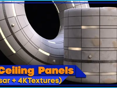 6 Ceiling Panels SBSAR - 4K Textures 3D model