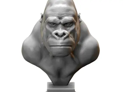 Gorilla Head Statue 3D print model