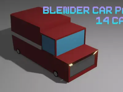Blender car pack 14 cars Low-poly 3D model