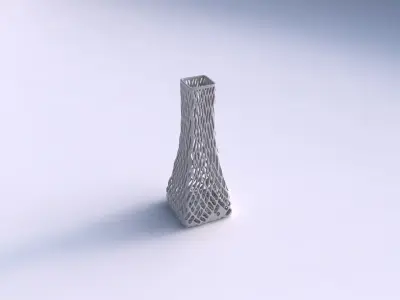 Vase squeezed rectangle with lattice tiles  3D print model