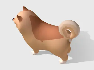 Cartoon Dog - Pomeranian Spitz Low-poly 3D model