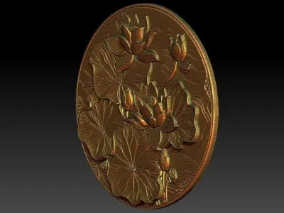 1 round lotus CNC Relief Model 3D print model