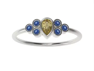  Basel ring with Pear diamond 3D print model