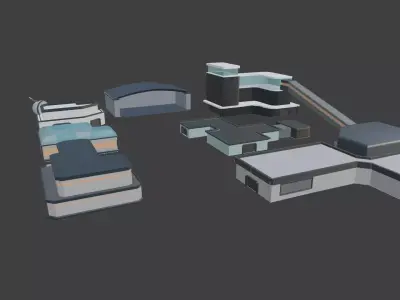 Simple Low-Poly Sci-Fi Buildings Low-poly 3D model