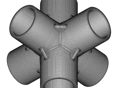 Plastic Six Way Fitting 3D model