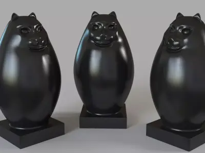 Le Chat Sculpture Bronze 3D model