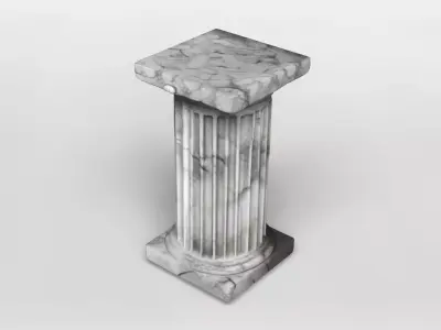 Polished Marble Ionic Column Pedestal 3D model
