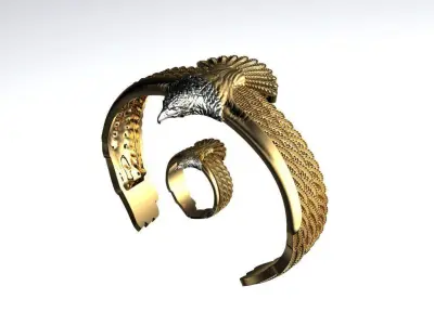 Viking Eagle Bracelet and ring 3D print model