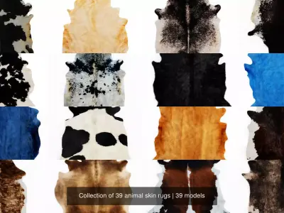 Collection of 39 animal skin rugs