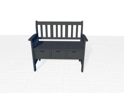Wood Drawer Storage Bench 3D model