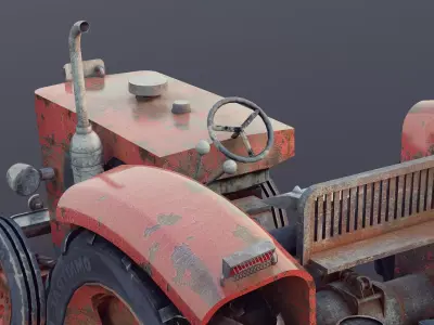 Rusty Vintage Tractor Low-poly 3D model