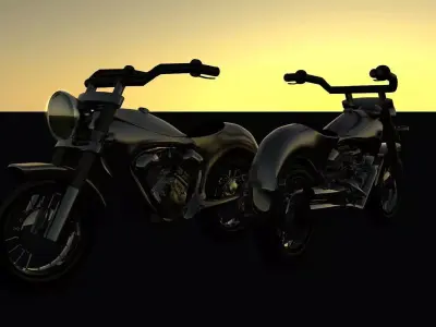 MotorBike two motorcycles parked at sunset 3D model