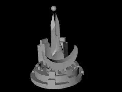 Fountain tower Free low-poly 3D model
