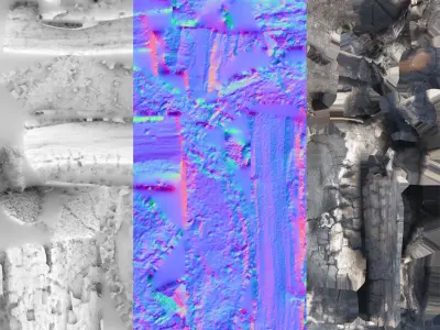 Burnt Firewood - Game Ready Low-poly 3D model