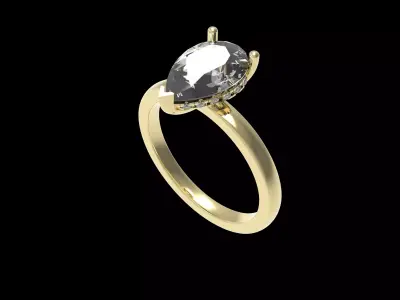 Engagement Ring with Pear and hidden halo 3D print model