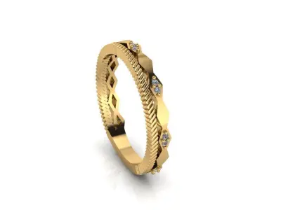 3D Ring gold with diamonds 3D model