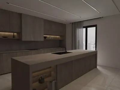 modern kitchen Low-poly 3D model