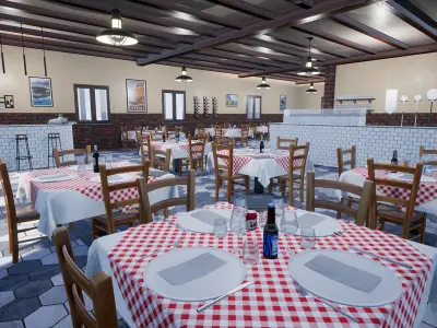 Modular Restaurant - Mamma Mia Pizzeria for UE4 UE5 Low-poly 3D model