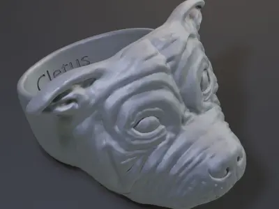 Ring with dog face 3D print model